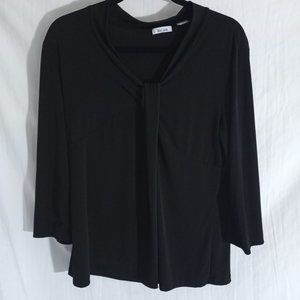 Womens L Liz & CO Black Silky Blouse